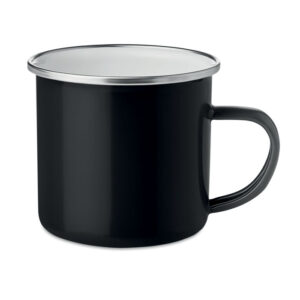 Emaljēta vintāžas metāla krūze – 350 ml – Melna