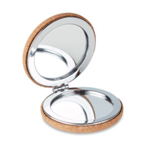 Pocket mirror with cork lid – Brown