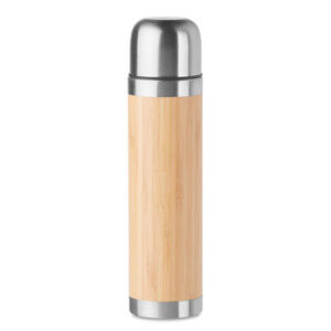 Thermal bottle with bamboo cover - 400 ml – Brown