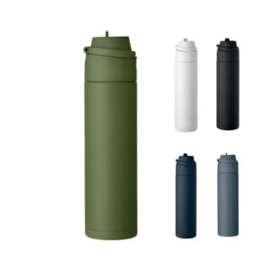 Stainless steel water bottle with straw 650 ml