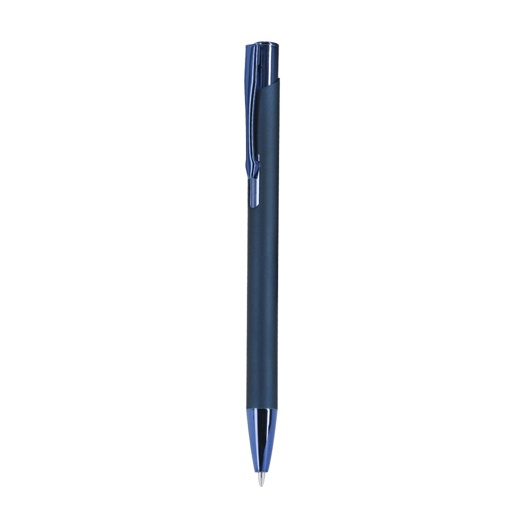 Pen made from recycled aluminium with rubberised coating and mirror effect