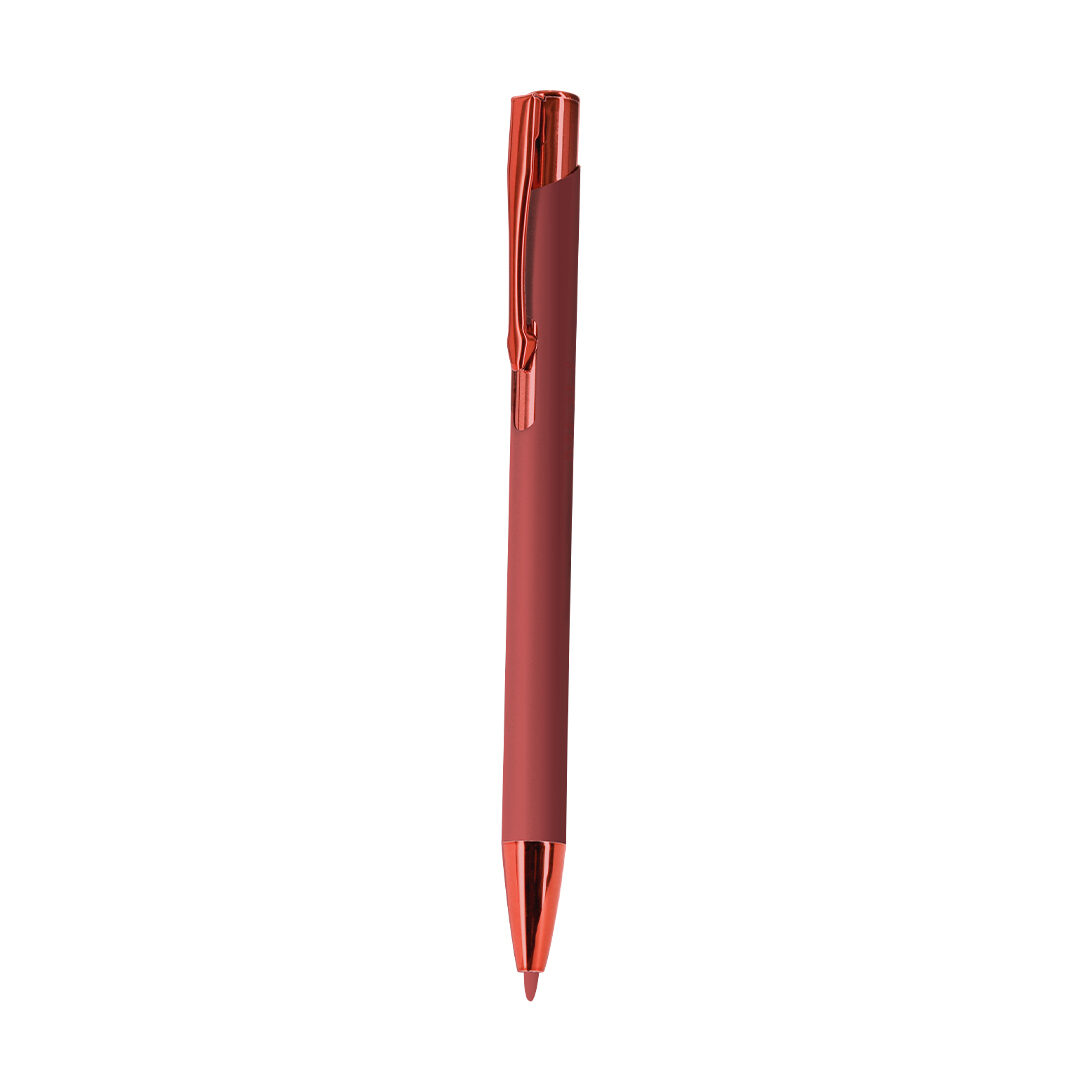 Pen made from recycled aluminium with rubberised coating and mirror effect