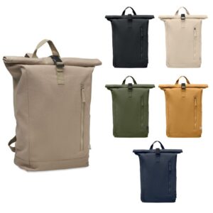 Roll-top backpack made of recycled cotton and RPET