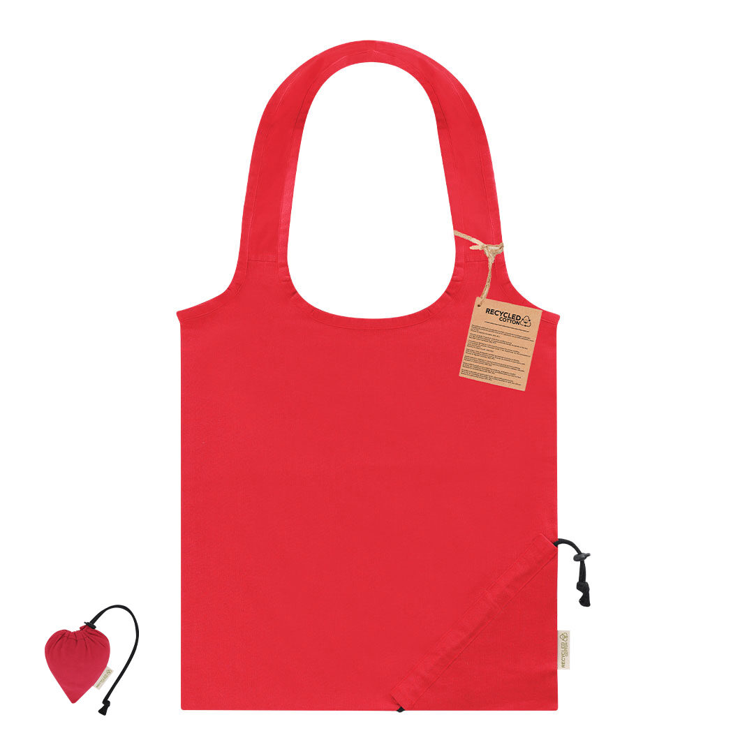 Foldable bag made of recycled cotton with heart design – 140 g/m²