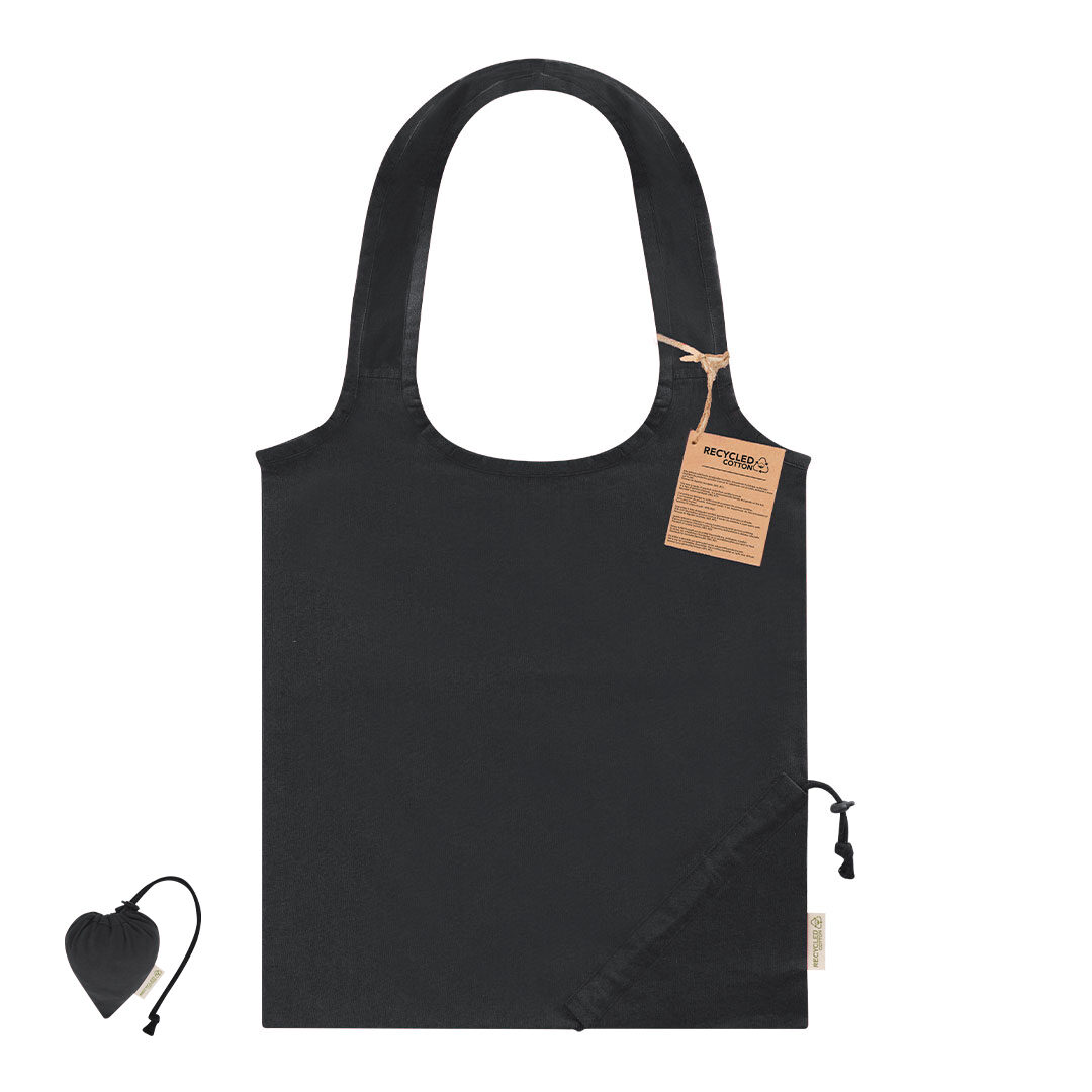 Foldable bag made of recycled cotton with heart design – 140 g/m²