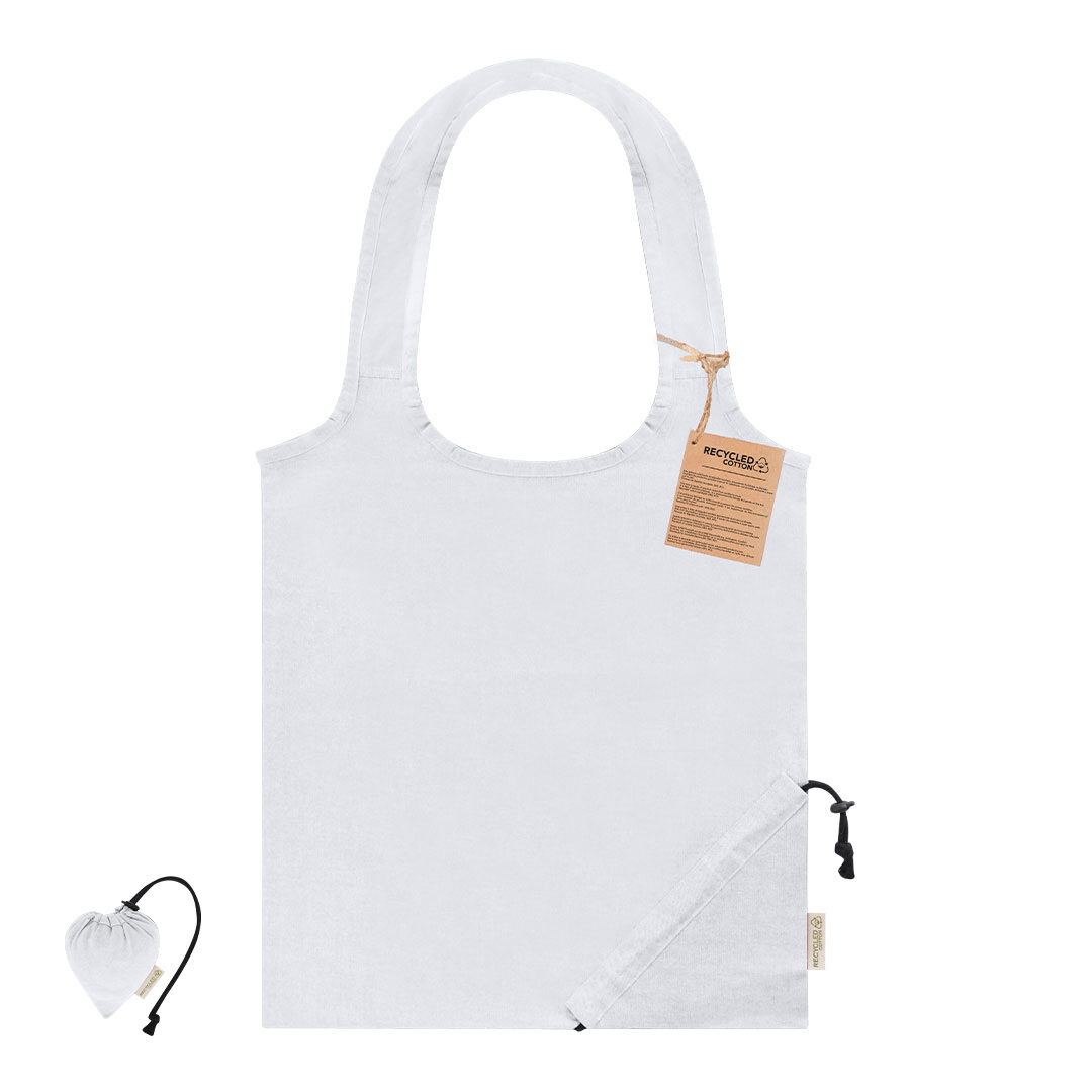 Foldable bag made of recycled cotton with heart design – 140 g/m²