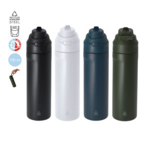 Insulated bottle made of recycled stainless steel with straw and handle – 700 ml