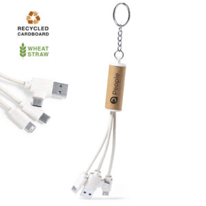 USB charging cable made from recycled cardboard and wheat straw