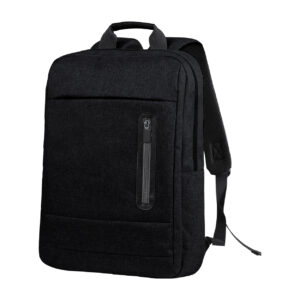 600D poliestera mugursoma datoram 15" ar ergonomisku muguru – Melna