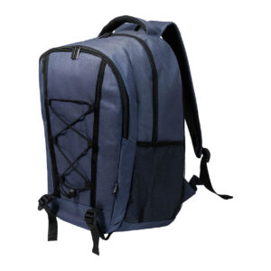 600D RPET poliestera āra mugursoma datoram 15" ar elastīgām auklām, 300×480×200 mm – Tumši zila