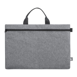 600D RPET poliestera dokumentu soma ar rāvējslēdzēju, 390×270 mm – Pelnu pelēka