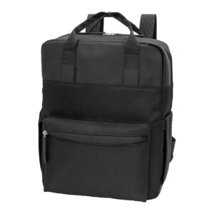 900D RPET poliestera mugursoma datoram 15" ar PU pārklātu augšdaļu – Melna