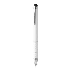 Alumīnija lodīšu pildspalva ar skārienekrāna irbuli, ø9×125 mm – Balta