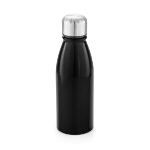 Alumīnija sporta pudele ar nerūsējošā tērauda vāciņu – 500 ml – Melna