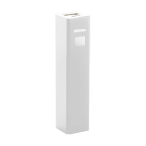 Alumīnija USB ārējais akumulators, 2200 mAh, 22×94×22 mm – Balta