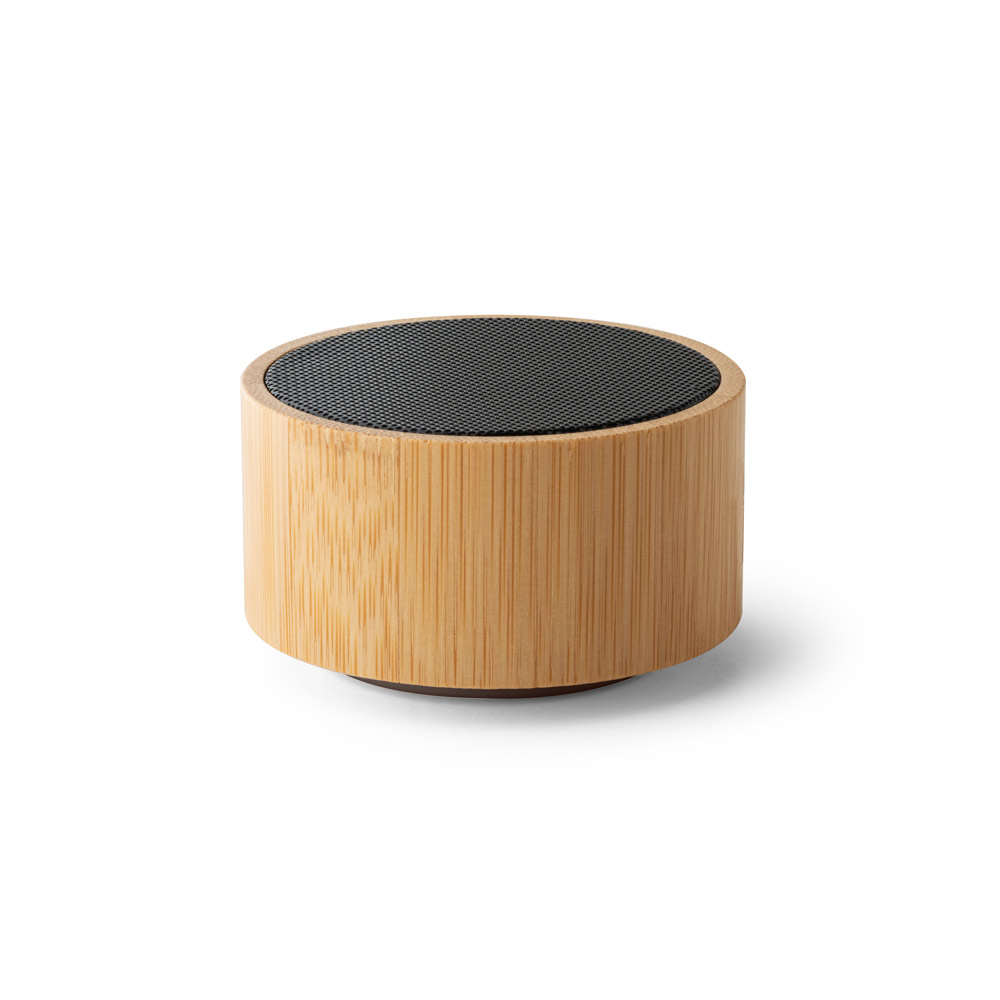 Apaļš bambusa Bluetooth skaļrunis ar LED gaismu – 3 W – Bēša