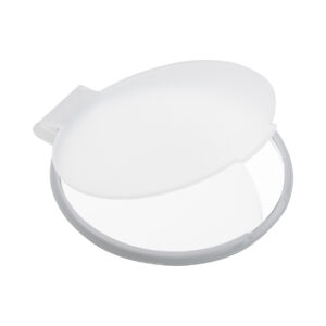Apaļš kabatas spogulītis caurspīdīgā pārstrādāta PS plastmasas korpusā, Ø62 mm – Balta