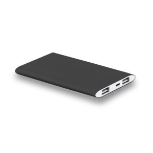 Ārējais akumulators ar LED lukturīti no pārstrādāta alumīnija – 7 200 mAh – Melna
