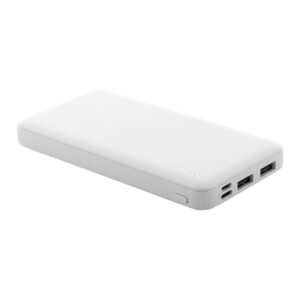Ārējais akumulators no pārstrādātas ABS plastmasas, 10 000 mAh – Balta