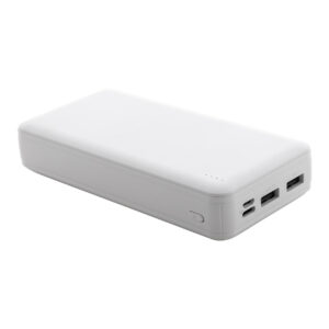 Power bank made from recycled ABS plastic, 20 000 mAh – White