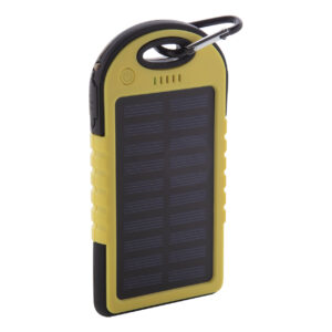 Ārējais akumulators silikona pārklājumā ar saules lādētāju un LED lukturi, 4000 mAh – Dzeltena