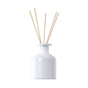 Aromātu difuzors stikla pudelē ar koka kociņiem, vaniļa, 100 ml – Balta