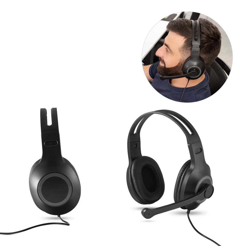 Austiņas ar vadu un regulējamu mikrofonu – USB-A