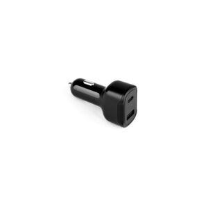 Automašīnas lādētājs no pārstrādātas ABS plastmasas – USB-C 20 W un USB-A 18 W – Melna