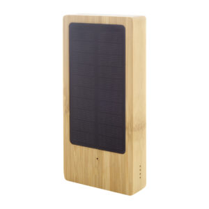 Bamboo power bank with solar charger, 8000 mAh – Natural