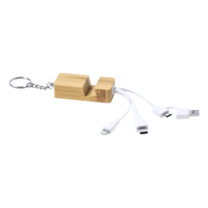 Bambusa atslēgu piekariņš ar telefona turētāju un USB uzlādes kabeli 3 in 1 – Dabīga