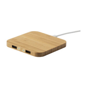 Bambusa bezvadu ātrais lādētājs ar 2 USB portiem, 10 W – Dabīga