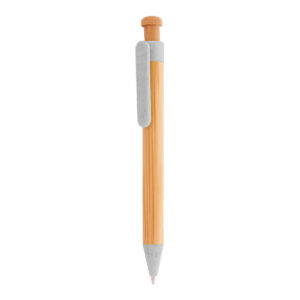 Bambusa lodīšu pildspalva ar kviešu salmu šķiedras detaļām, ø12×140 mm – Dabīga / dabīga