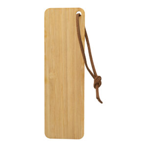 Bambusa saplākšņa grāmatzīme ar PU ādas auklu, 40×130 mm – Dabīga