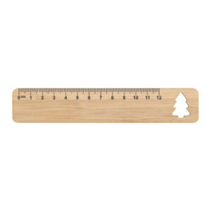 Bambusa saplākšņa lineāls 12 cm ar Ziemassvētku motīvu – Dabīga, eglīte