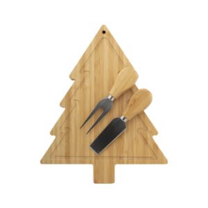 Bamboo cheese knife set with Christmas tree board – Natural
