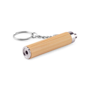 Bamboo and ABS keyring with LED torch – Beige