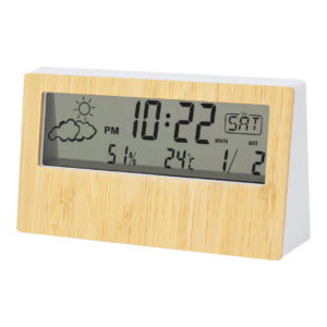 Bamboo and ABS plastic digital clock and weather station – Natural