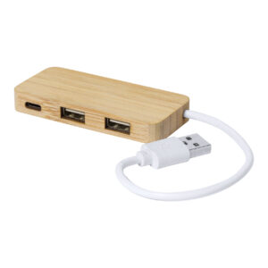 Bambusa USB 2.0 centrmezgls ar 2 USB un 1 USB-C portu – Dabīga