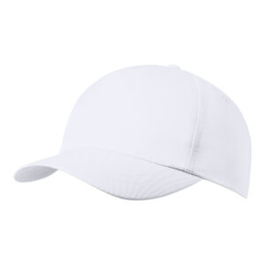 Children’s RPET polyester baseball cap, 5 panels, 145 g/m² – White