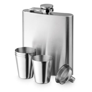 Blašķes komplekts ar piltuvi un 4 glāzītēm – 200 ml – Sudraba
