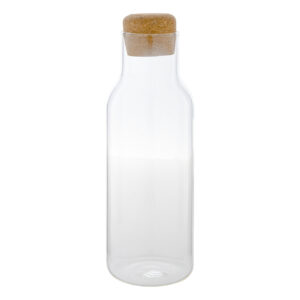 Borosilikāta stikla ūdens karafe ar korķa vāciņu, 1000 ml – Caurspīdīga / dabīga