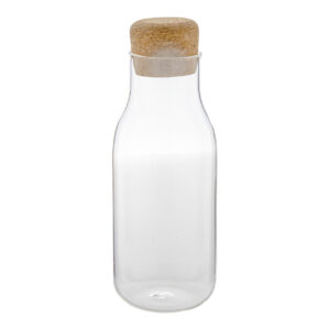 Borosilikāta stikla ūdens karafe ar korķa vāciņu, 600 ml – Caurspīdīga / dabīga