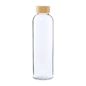 Caurspīdīga stikla pudele ar bambusa vāciņu, 500 ml – Caurspīdīga / dabīga