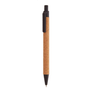 Dabīgā korķa pārklāta kviešu salmu šķiedras lodīšu pildspalva, ø9×137 mm – Melna / dabīga