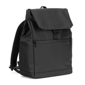 Datora mugursoma ar pārloku no ūdeni atgrūdošas PU ādas – 15" – Melna