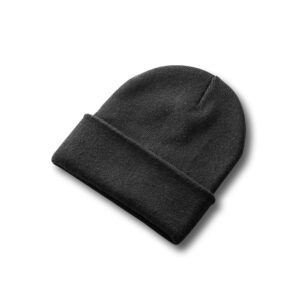Double-layer knitted hat with cuff made from recycled polyester – Black