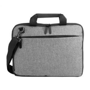 Two-tone 600D polyester document bag for 15" laptop with side pocket – Grey