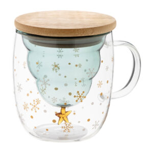 Double-walled glass mug with tree inside, 200 ml – Caurspīdīga / dabīga