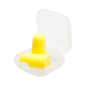 EVA earplugs in transparent plastic case – Yellow