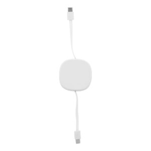 Ievelkams USB-C uzlādes vads no pārstrādātas ABS plastmasas, 60 W – Balta